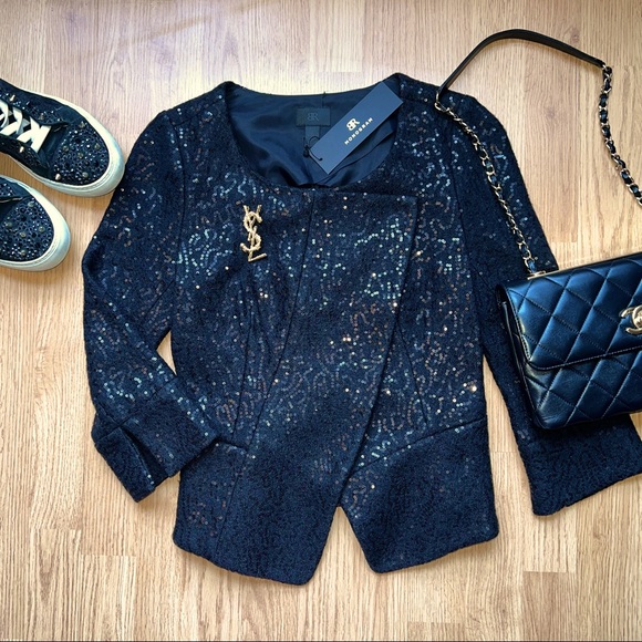 Banana Republic Monogram Jackets & Blazers - NWT Banana Republic Monogram Collection Black Sparkle Wool Blend Jacket